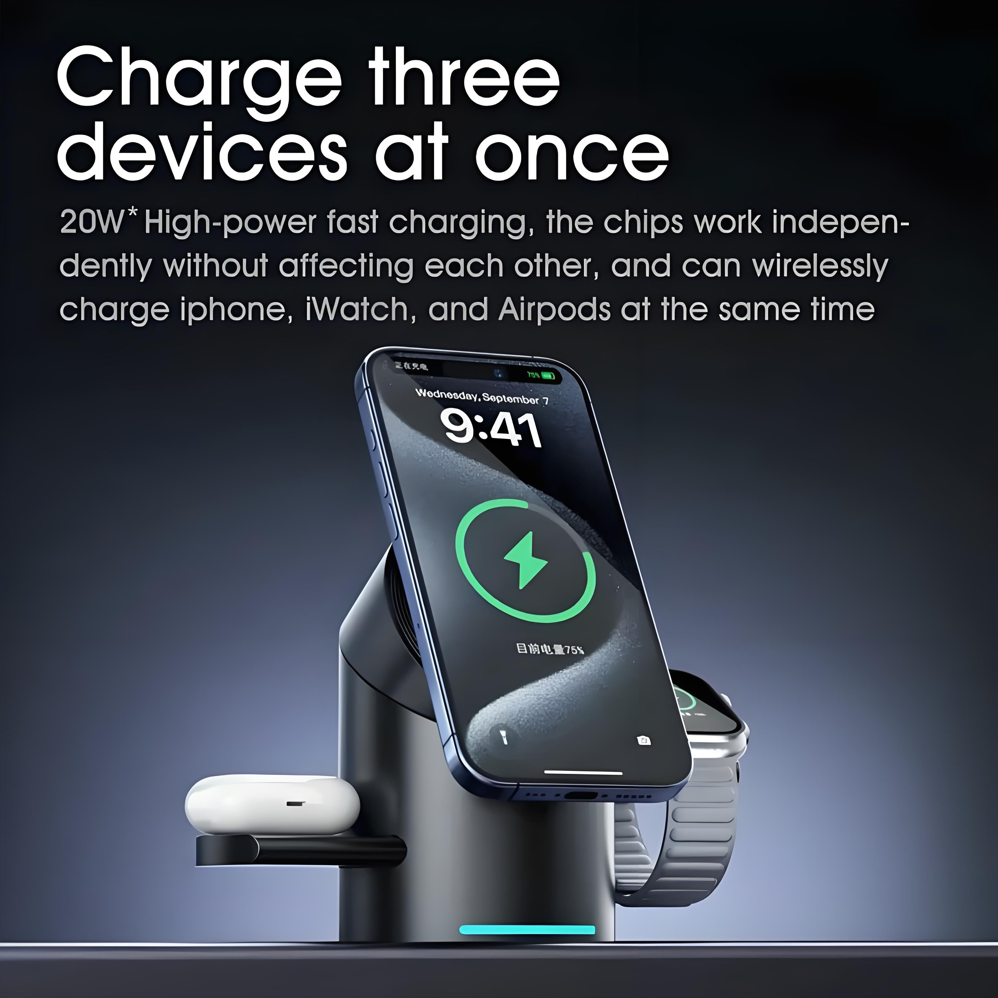 BEIZIYE Rotating Circular 3 - in - 1 Wireless Charger