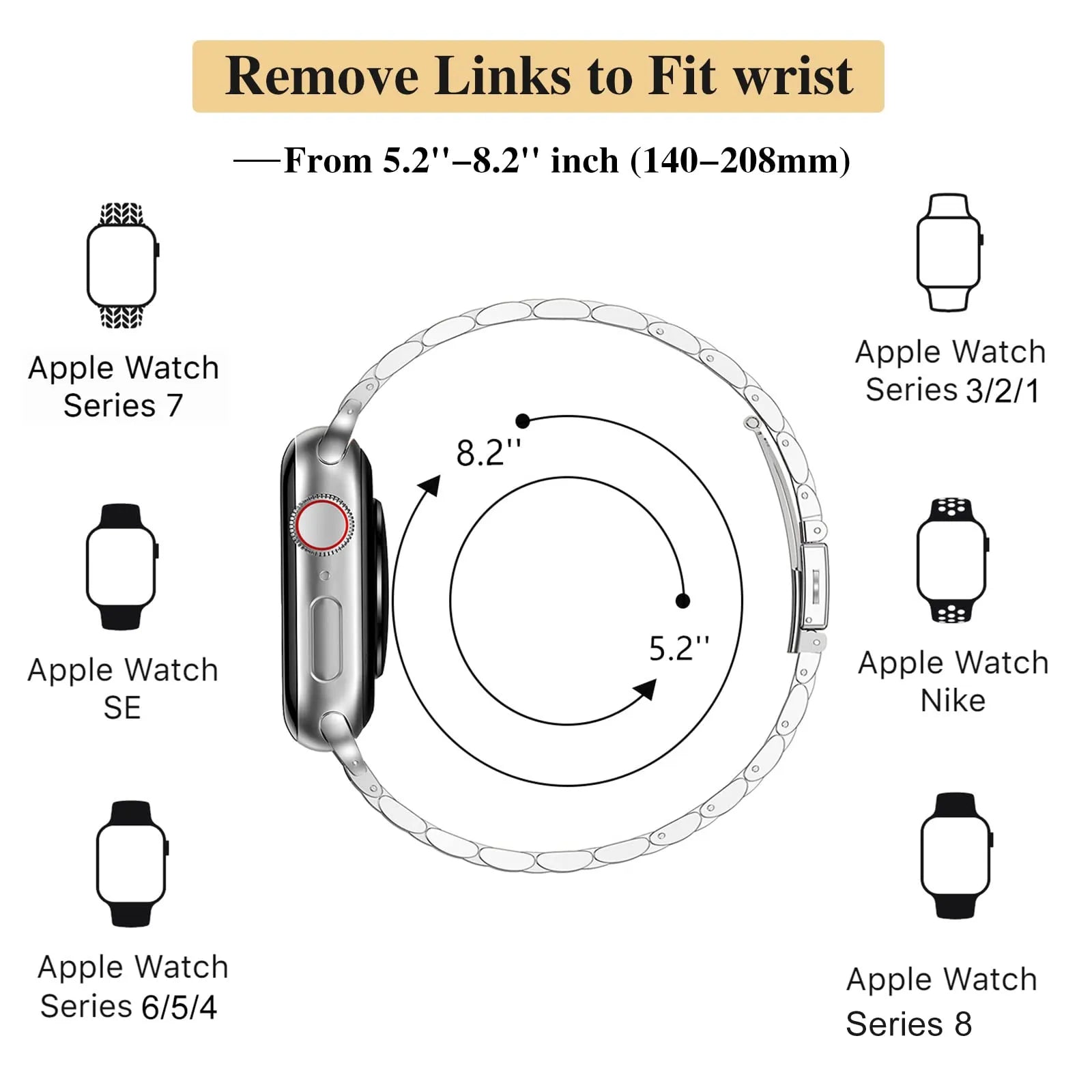BEIZIYE Ultra-thin metal watch band