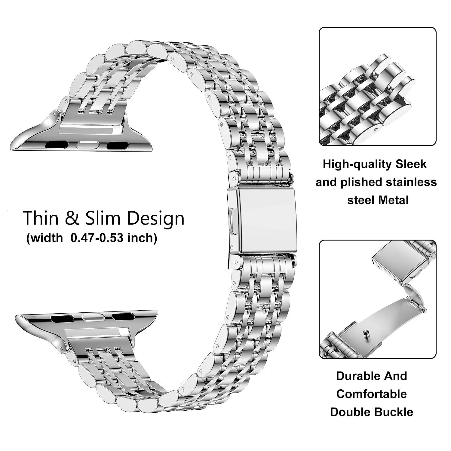 BEIZIYE Ultra-thin metal watch band