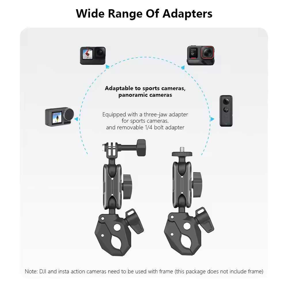 Adjustable Clamp Bicycle Clip Action Cameras Accessories Go Pro for Insta360 Quick Release Motorcycle Handlebar Mount for Go Pro