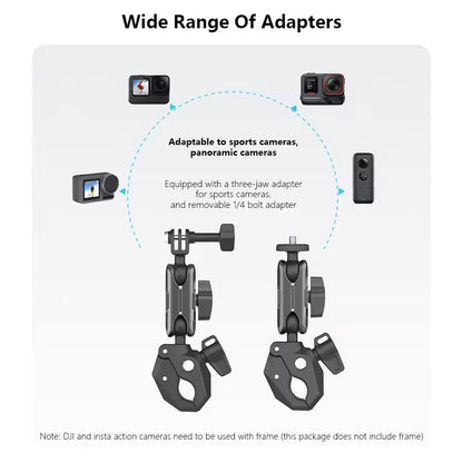 Adjustable Clamp Bicycle Clip Action Cameras Accessories Go Pro for Insta360 Quick Release Motorcycle Handlebar Mount for Go Pro