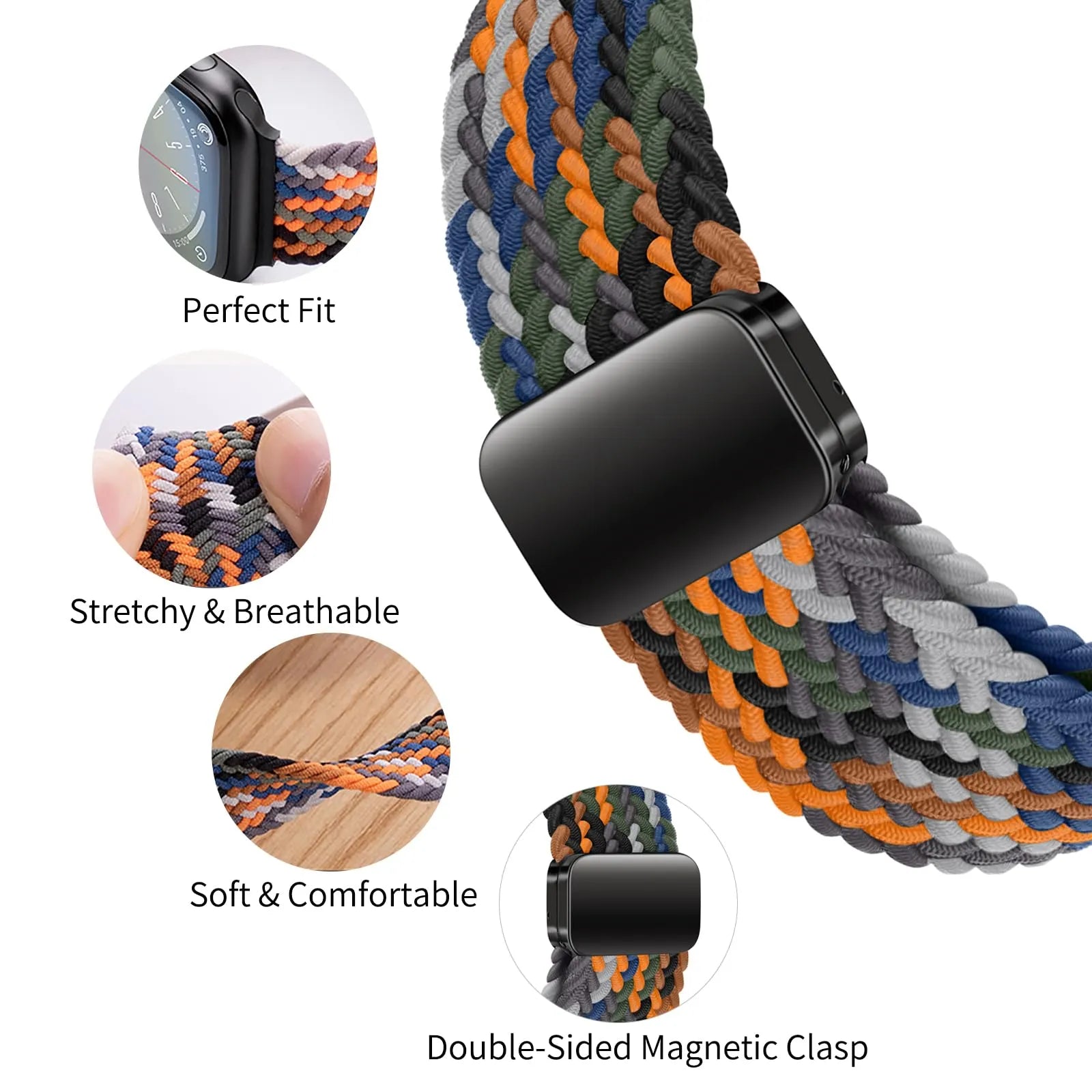 BEIZIYE Nylon braided magnetic watch band